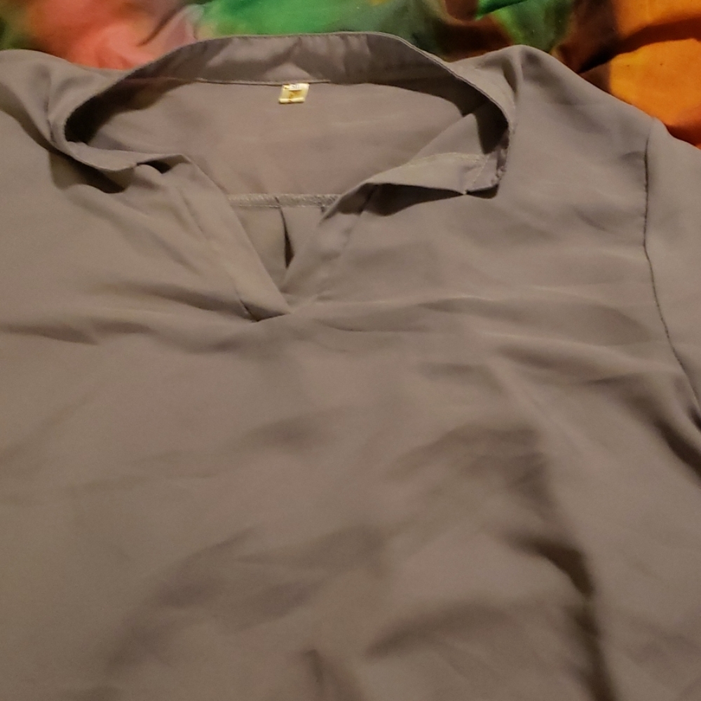 Gray blouse work shirt